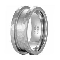 China High Quality Hot Sale Classic Style 8mm Channel Hammered Tungsten Ring Blank Core For Wood Opal Meteorite Inlay High Quality China Manufacturer manufacturer