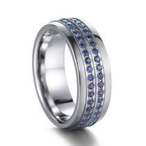 Chine Bague en carbure de tungstène de haute qualité de haute qualité avec Blue Cz Stones 8 mm Unique Tungstten Bands de mariage Fournisseur de Chine fabricant