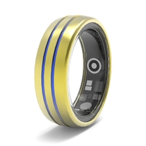 China OEM/ODM Smart Ringe gewölbter Gold Wolfram Carbide Health Smart Ring mit blauen Linien Herzfrequenz Wasserdichte heiß verkaufte Modeler Sport Ring China Hersteller Hersteller