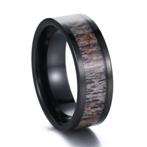 China Großhandel für Herren -Eheriebands 8mm schwarzer Wolfram -Carbid -Geweih Ring: Wo die Stärke auf wilde Eleganz China Hersteller trifft Hersteller
