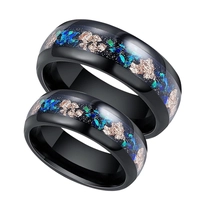 China Wholesale Men's Black Tungsten Carbide Ring 8mm Arc Electro - Black, Inlaid with Opal and Aluminum Foil China Manufacturer manufacturer