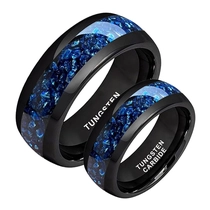 China Wholesale Couple’s Tungsten Carbide Opal Rings – 8mm Arc Electro-Black, Matching Love Bands China Manufacturer manufacturer