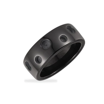 Cina Anello in ceramica vuoto largo 8 mm con fori decorativi, bianco e nero per la creazione di gioielli e accessori fai-da-te Produttore cinese produttore