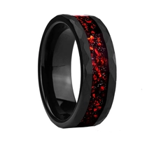 China Premium 8mm Black Tungsten Carbide Men's Ring with Red Australian Opal China Manufacturer manufacturer
