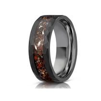 Cina Anello in carburo di tungsteno nero martellato piatto da 8 mm intarsiato con fossile di dinosauro - Produttore e fornitore all'ingrosso in Cina produttore