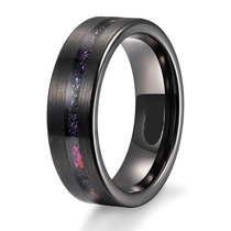 Cina Fede nuziale in carburo di tungsteno spazzolato placcato nero da 8 mm con opale blu e inserto in meteorite produttore