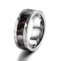 Chine Anneau en carbure de tungstène à texture martelée de 8 mm avec incrustation d'os de dinosaure véritable - Fournisseur B2B haut de gamme fabricant