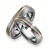 Chine Bague en tantale de haute pureté, Surface lisse avec incrustation en or, alliance hypoallergénique pour hommes et femmes, vente en gros fabricant