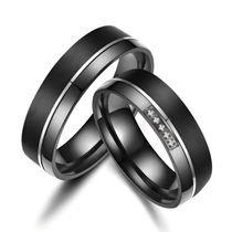 Chine Chine Anneaux de couple en titane noir, alliances en zircon brossé et poli Fabricants fabricant
