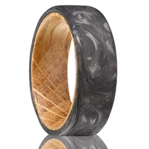 China High-quality 8mm Forged Carbon Fiber Ring with Whiskey Barrel Oak Liner China Manufacturer manufacturer