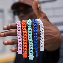 Chine Usine en gros émail chaîne cubaine collier en acier inoxydable 316L coloré peint chaîne à maillons Hip Hop hommes bijoux logo personnalisé OEM ODM fabricant