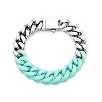 Chine Usine en gros quatre côtés coupé émail épissé lien cubain bracelet en acier inoxydable 316L fermoir à bascule Hip Hop hommes bijoux logo personnalisé OEM ODM fabricant