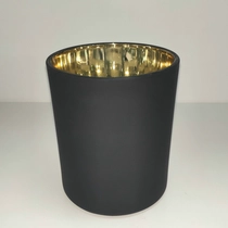 China matte black glass candle holder with gold inside manufacturer