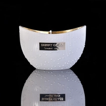 Kina Spray white and electroplating boat shape glass candle holder from Sunny Glassware fabrikant