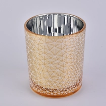 China gold glass candle holder with custom printing manufacturer