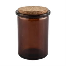 Kina varmt salg 5 oz ravfarvet glas lys krukke med kork låg fabrikant
