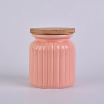 China orange ceramic candle jar with bamboo lid manufacturer