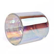 চীন 8oz Iridescent Holographic কাচের মোমবাতি জার সঙ্গে বৃত্তাকার নীচে পাইকারি নির্মাতা