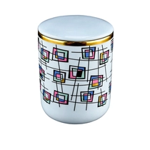 China luxury blue ceramic candle jar with lid manufacturer