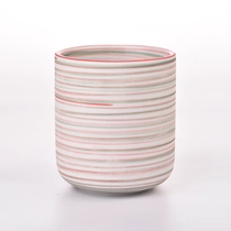 China Deco baru untuk garisan gegelung berwarna pada pemegang lilin seramik 8oz 10oz 12oz untuk diborong pengilang