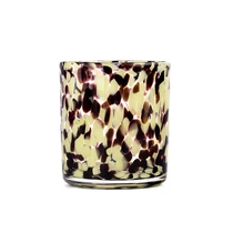 Tsina amber at dilaw na stained glass candle vessel, luxury glass candle holder Manufacturer