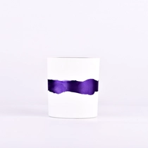 China home decor 8oz white glass candle jar with purple ring manufacturer