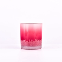 China laser engraved effect on pink color glass candle jars 8oz manufacturer