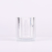 China Borong popular 10oz 12oz garis menegak pada pemegang lilin kaca untuk hiasan rumah pengilang