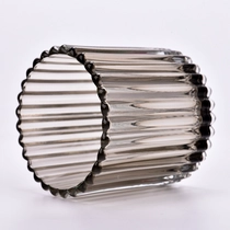 China luxury empty glass jars for candles stripe glass vessels supplier manufacturer