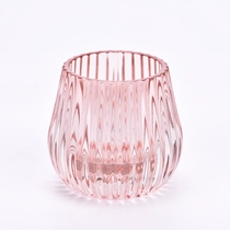 Cina Colore rosa trasparente di vendita calda sulla linea verticale Portacandele in vetro da 150 ml con una buona vestibilità per le mani per il commercio all'ingrosso produttore