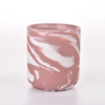 China Wholesale in bulk 8oz 10oz red white marble effect ceramic candle vessel for Christmas manufacturer