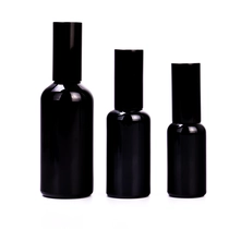 চীন হোম ডেকোর জন্য চকচকে কালো ক্যাপ সহ পাইকারি 50ml-100ml চকচকে কালো কাচের বোতল নির্মাতা
