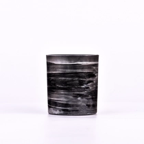 Chine Décor de pot de bougie en verre argenté galvanisé noir mat peint à la main de luxe fabricant