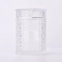 Китай 20oz голям релефен стъклен съд със стъклен капак Производител