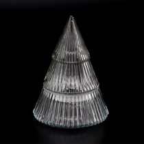 China Christmas tree glass jar with lid, unique glass candle holder manufacturer