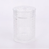 중국 뚜껑 꽃 패턴 촛불 컨테이너와 도매 741ml 유리 촛불 항아리 제조업체