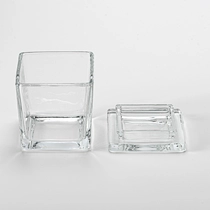 Kina 9 oz firkantet lysglas i klart glas med glaslåg fabrikant