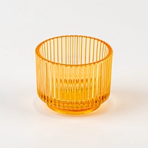 Kina 145 ml tom runde glaslys container med stribe boligindretning fabrikant