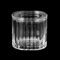 Kina Leverandør 400 ml Lodret linje ovalt glas lysbeholder med matchende ovale glas låg fabrikant