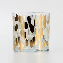 China 14-Unzen-Kerzenglas aus Glas mit Goldpunkten und Aufkleberdruck Hersteller