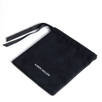 China Black suede pouch jewelry packaging pouch bag with ribbon string closure manufacturer