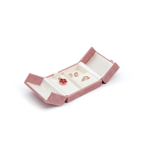 China Yadao Pink &Blue Button Double Open Small Velvet Box Supplier manufacturer