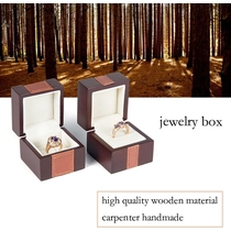 China Dark Brown Wooden Slot Jewelry Ring Box With One-line Stiching Leather Factory manufacturer