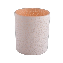 China 14oz spesi spary putih dan oren silinder pemegang lilin kaca dari gelas cerah pengilang