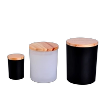 China Borong 2oz 5oz 6oz 8oz 10oz 12oz matte hitam putih balang lilin kaca dengan penutup kayu pengilang