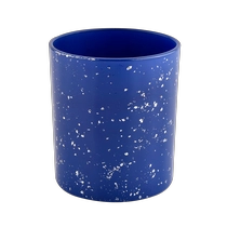 China Luxury customized white spots blue empty glass candle  jar for candle making manufacturer