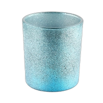 China Wholesales 8oz Custom Luxury Cyan Frosted Empty Glass Candle Jars manufacturer