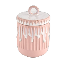 China 14oz ceramic candle holder pink frosting ceramic jars wholesale manufacturer