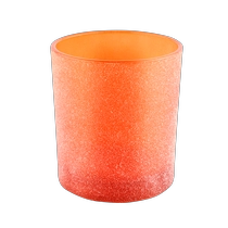 China Orange glass candle jars high quality Glass Candle holder manufacturer