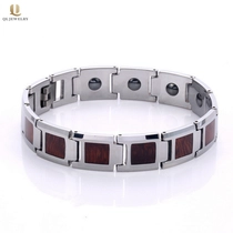 porcelana Pulsera de carburo de tungsteno al por mayor de la joyería de la salud al por mayor con la pulsera de carburo de tungsteno de KOA con la madera y los imanes del incrustador de China fabricante